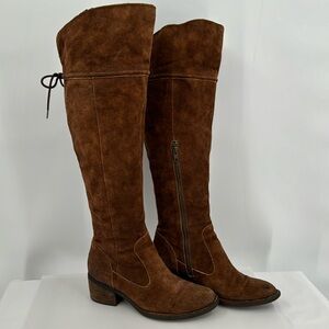 Born Brown over the knee Heeled Boots